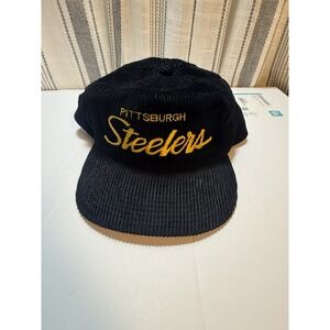 Pittsburgh Steelers Corduroy Sports Specialties Hat Cap Script Black Adjustable